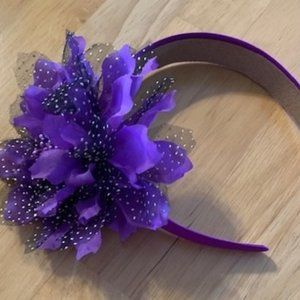 Purple Headband Adorned with Silk Floral Piece